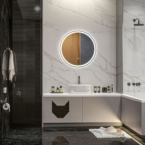 kleankin Dimmable Bathroom Mirror with LED Lights, 3 Colours, Defogging Film - Mirror from kleankin