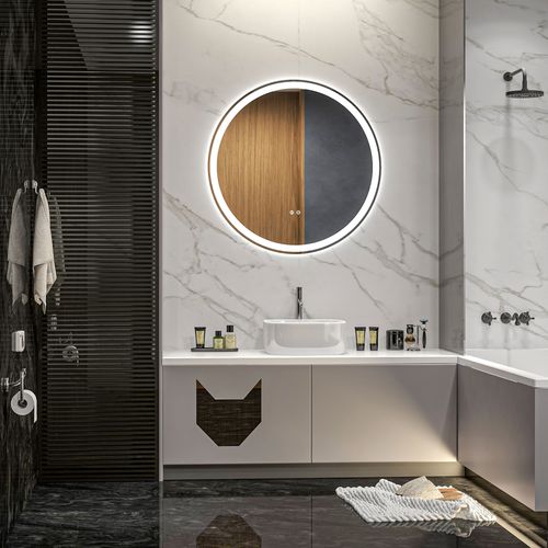 kleankin Dimmable Bathroom Mirror with LED Lights, 3 Colours, Defogging Film - Mirror from kleankin