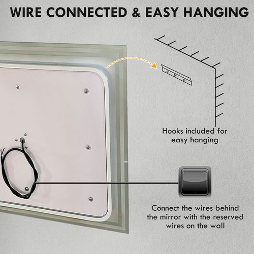 kleankin Dimmable Bathroom Mirror with LED Lights, 3 Colours, Defogging Film - Mirror from kleankin