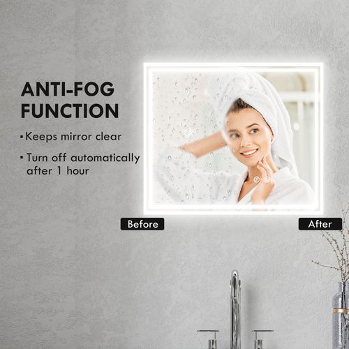 kleankin Dimmable Bathroom Mirror with LED Lights, 3 Colours, Defogging Film - Mirror from kleankin