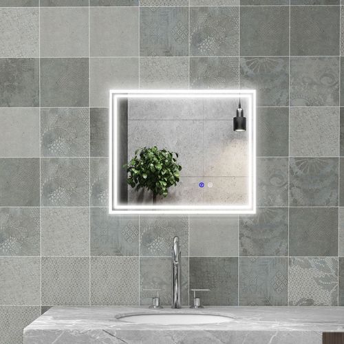 kleankin Dimmable Bathroom Mirror with LED Lights, 3 Colours, Defogging Film - Mirror from kleankin