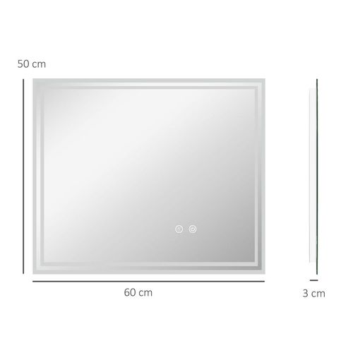 kleankin Dimmable Bathroom Mirror with LED Lights, 3 Colours, Defogging Film - Mirror from kleankin