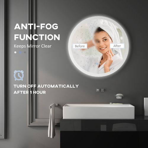 kleankin Illuminated Bathroom Mirror with LED Lights, 3 Colours, Defogging Film - Mirror from kleankin