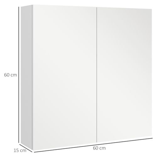 kleankin Wall Mounted Bathroom Storage Cupboard W/ Mirror and Shelf, White - Mirror from kleankin