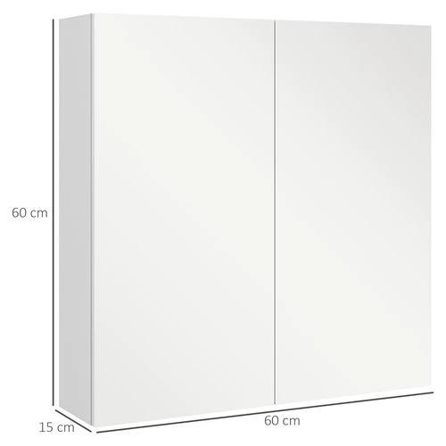 kleankin kleankin Wall Mounted Bathroom Storage Cupboard W/ Mirror and Shelf, White - Mirror