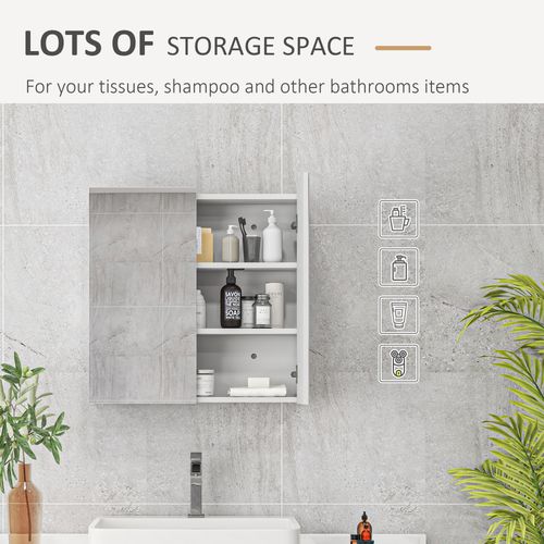 kleankin Wall Mounted Bathroom Storage Cupboard W/ Mirror and Shelf, White - Mirror from kleankin