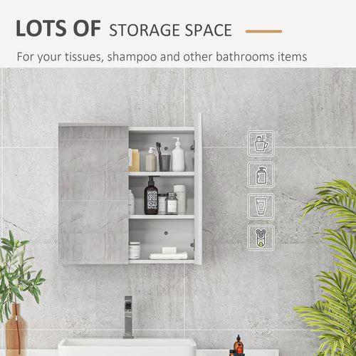 kleankin kleankin Wall Mounted Bathroom Storage Cupboard W/ Mirror and Shelf, White - Mirror