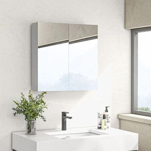 kleankin kleankin Wall Mounted Bathroom Storage Cupboard W/ Mirror and Shelf, White - Mirror