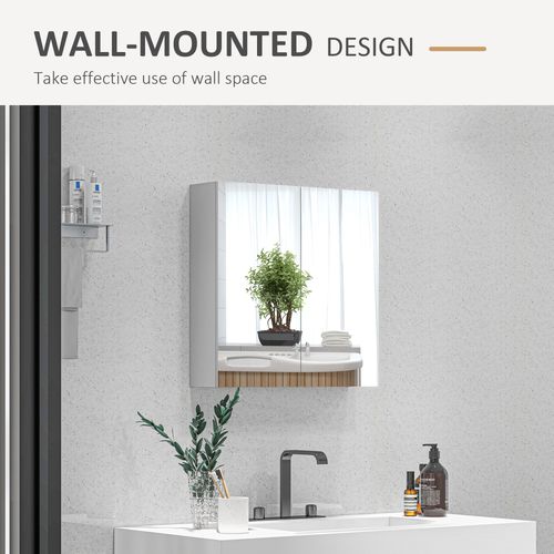 kleankin Wall Mounted Bathroom Storage Cupboard W/ Mirror and Shelf, White - Mirror from kleankin