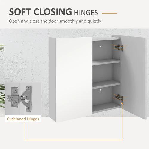 kleankin kleankin Wall Mounted Bathroom Storage Cupboard W/ Mirror and Shelf, White - Mirror