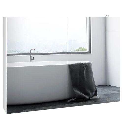 kleankin Wall Mounted Bathroom Storage Cupboard with Mirror, LED Light, USB by kleankin