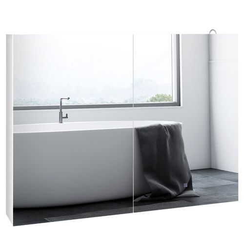 kleankin Wall Mounted Bathroom Storage Cupboard with Mirror, LED Light, USB - Mirror from kleankin