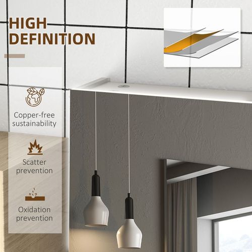 kleankin Wall Mounted Bathroom Storage Cupboard with Mirror, LED Light, USB - Mirror from kleankin