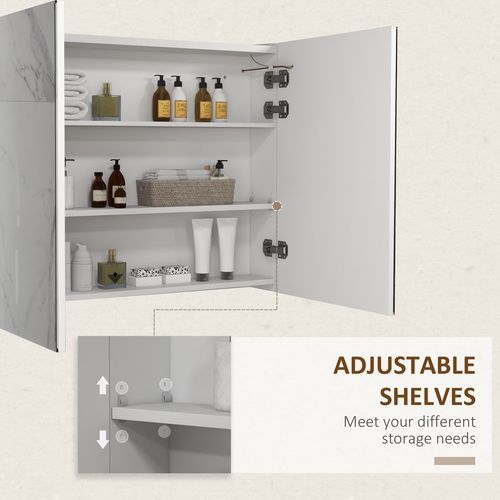 kleankin Wall Mounted Bathroom Storage Cupboard with Mirror, LED Light, USB - Mirror from kleankin