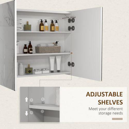 kleankin Wall Mounted Bathroom Storage Cupboard with Mirror, LED Light, USB by kleankin