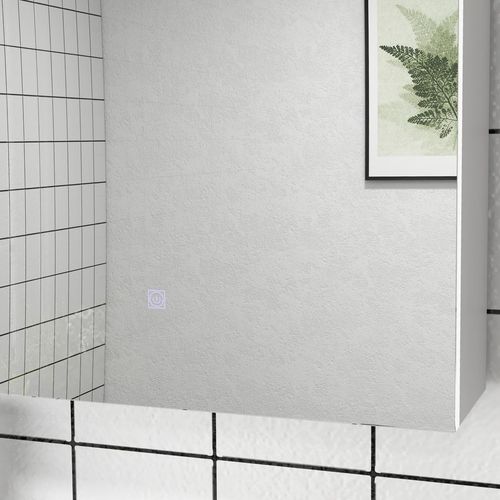 kleankin Wall Mounted Bathroom Storage Cupboard with Mirror, LED Light, USB - Mirror from kleankin