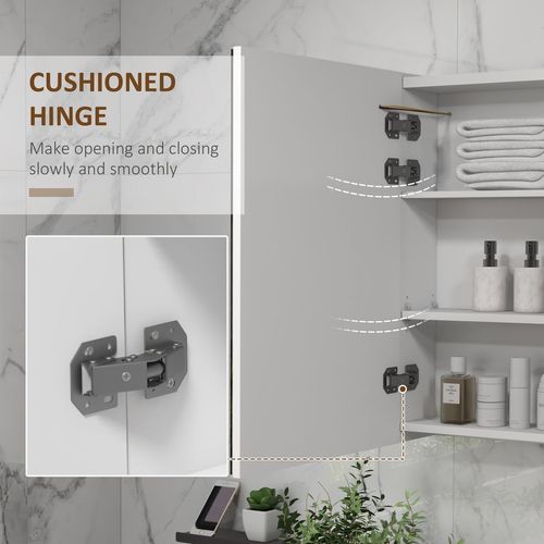 kleankin Wall Mounted Bathroom Storage Cupboard with Mirror, LED Light, USB - Mirror from kleankin