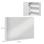 kleankin Wall Mounted Bathroom Storage Cupboard with Mirror, LED Light, USB by kleankin