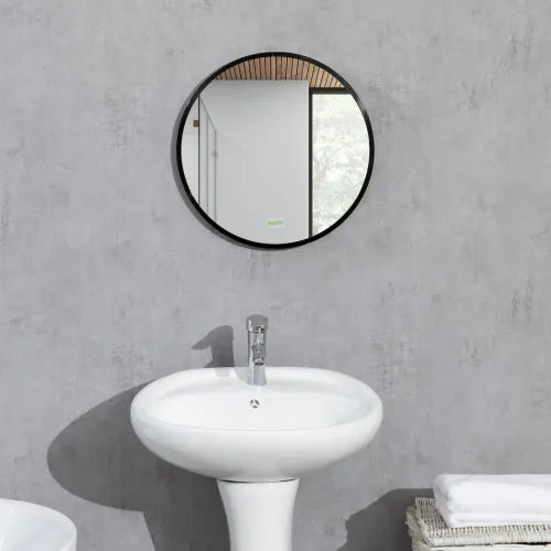 Modern Wall-mounted Vanity Mirror for Bedroom Bathroom Washroom, Black, 40x40cm - Mirror from kleankin