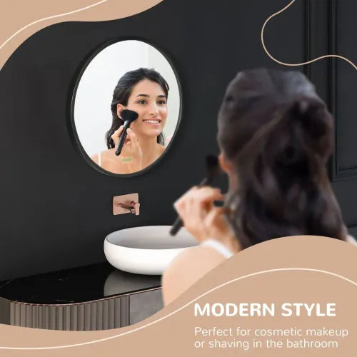 Modern Wall-mounted Vanity Mirror for Bedroom Bathroom Washroom, Black, 40x40cm - Mirror from kleankin
