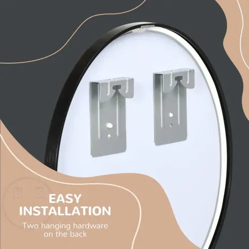 Modern Wall-mounted Vanity Mirror for Bedroom Bathroom Washroom, Black, 40x40cm - Mirror from kleankin