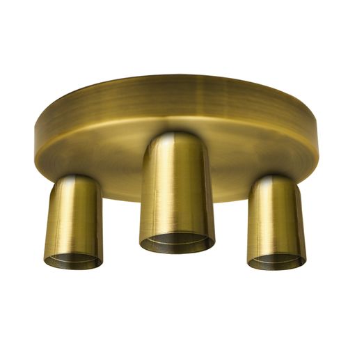Yellow Brass Vintage Ceiling Light 3 Way Ceiling E27 Lamp Base Semi Flush Ceiling Lamp - Home Symphony
