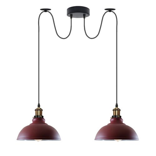 Burgundy Vintage 2 Way Ceiling Pendant Light Metal Industrial Style 29cm, E27 Base Hanging Pendant Lamp - Home Symphony