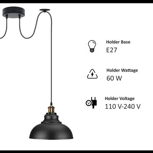 Burgundy Vintage 2 Way Ceiling Pendant Light Metal Industrial Style 29cm, E27 Base Hanging Pendant Lamp - Home Symphony