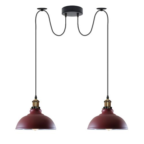 Burgundy Vintage 2 Way Ceiling Pendant Light Metal Industrial Style 29cm, E27 Base Hanging Pendant Lamp - Home Symphony