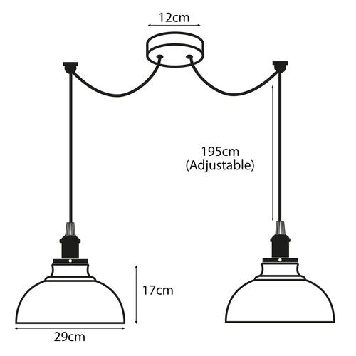 Burgundy Vintage 2 Way Ceiling Pendant Light Metal Industrial Style 29cm, E27 Base Hanging Pendant Lamp - Home Symphony