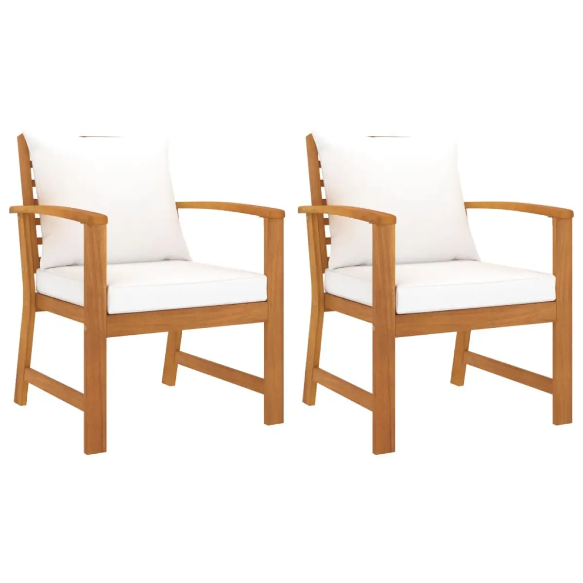 vidaXL vidaXL Garden Chairs 2 pcs with Cream Cushions Solid Wood Acacia - Garden Chairs