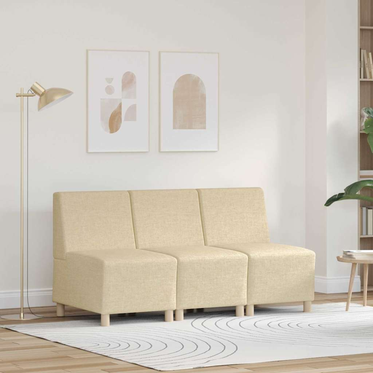 VidaXL Modular Sofa Unit 55x74x82 Cm Armless Cream 3Pcs - vidaXL - Home Symphony