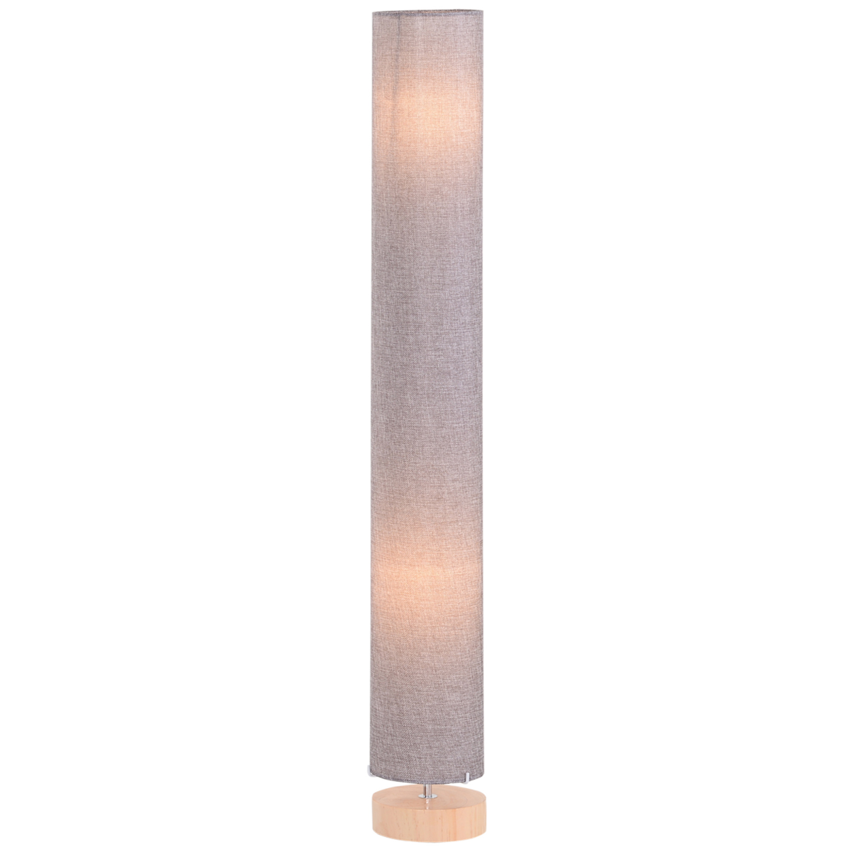 120H cm Wooden Base Floor Lamp W/Linen Fabric-Grey enhances any space with a warm glow and contemporary design.