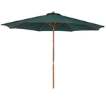 Outsunny Outsunny Wooden Garden Parasol with Rope Pulley Mechanism and 8 Ribs Dark Green - Parasol