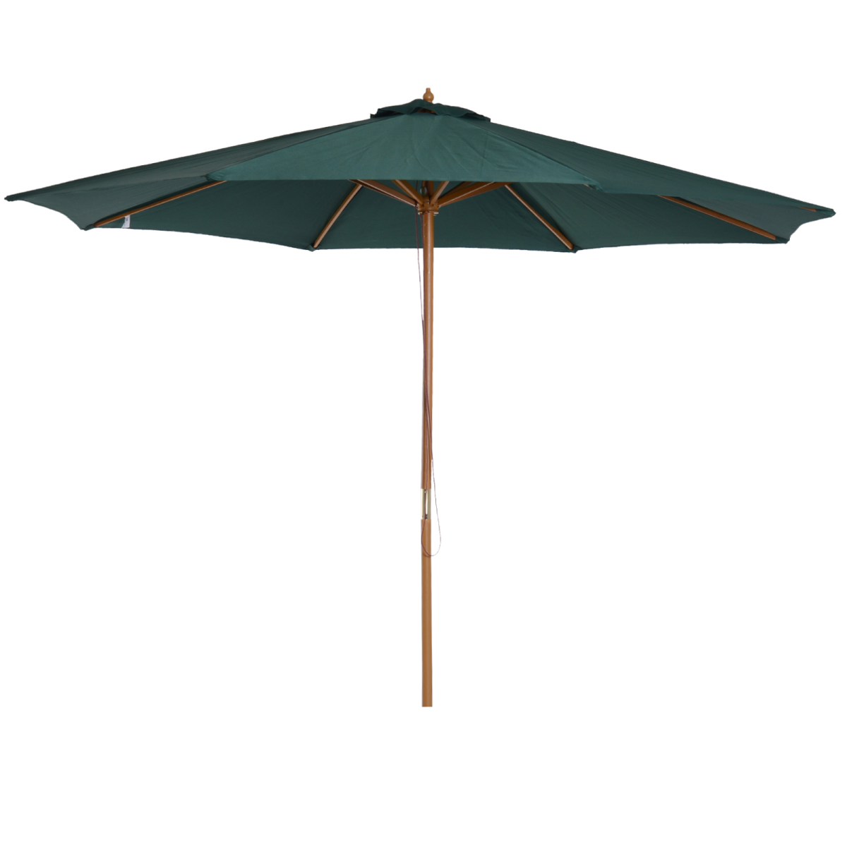 Outsunny Outsunny Wooden Garden Parasol with Rope Pulley Mechanism and 8 Ribs Dark Green - Parasol
