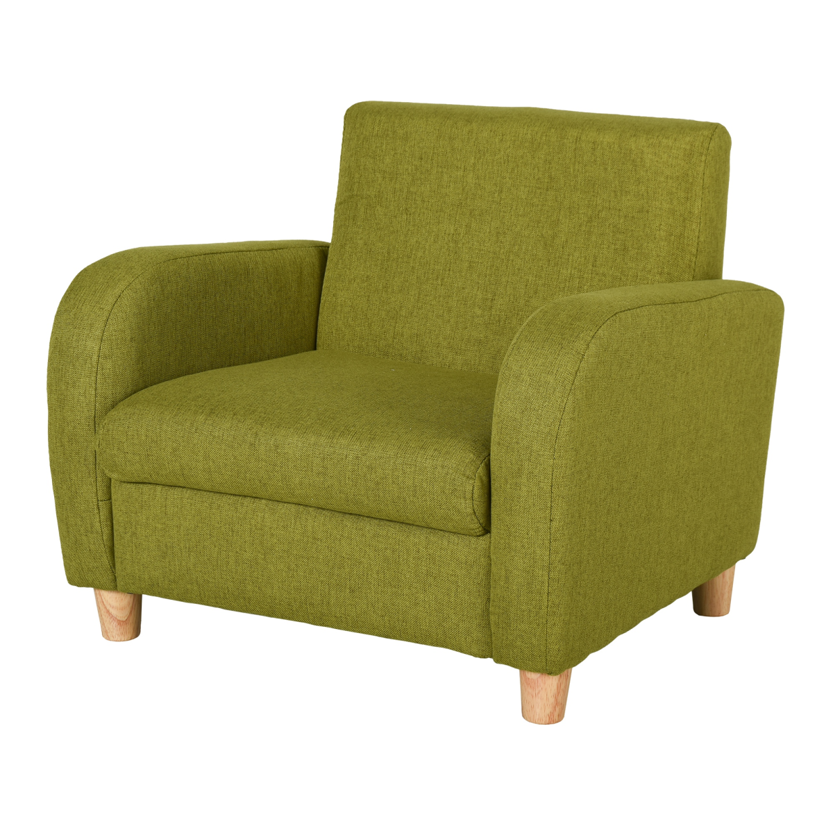 HOMCOM green armchair with wood frame and padded seat for kids' bedroom
