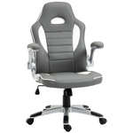 Home Symphony Elite Racing Chair 112-122cm Adjustable Flip Armrests Gamers in grey with white accents.