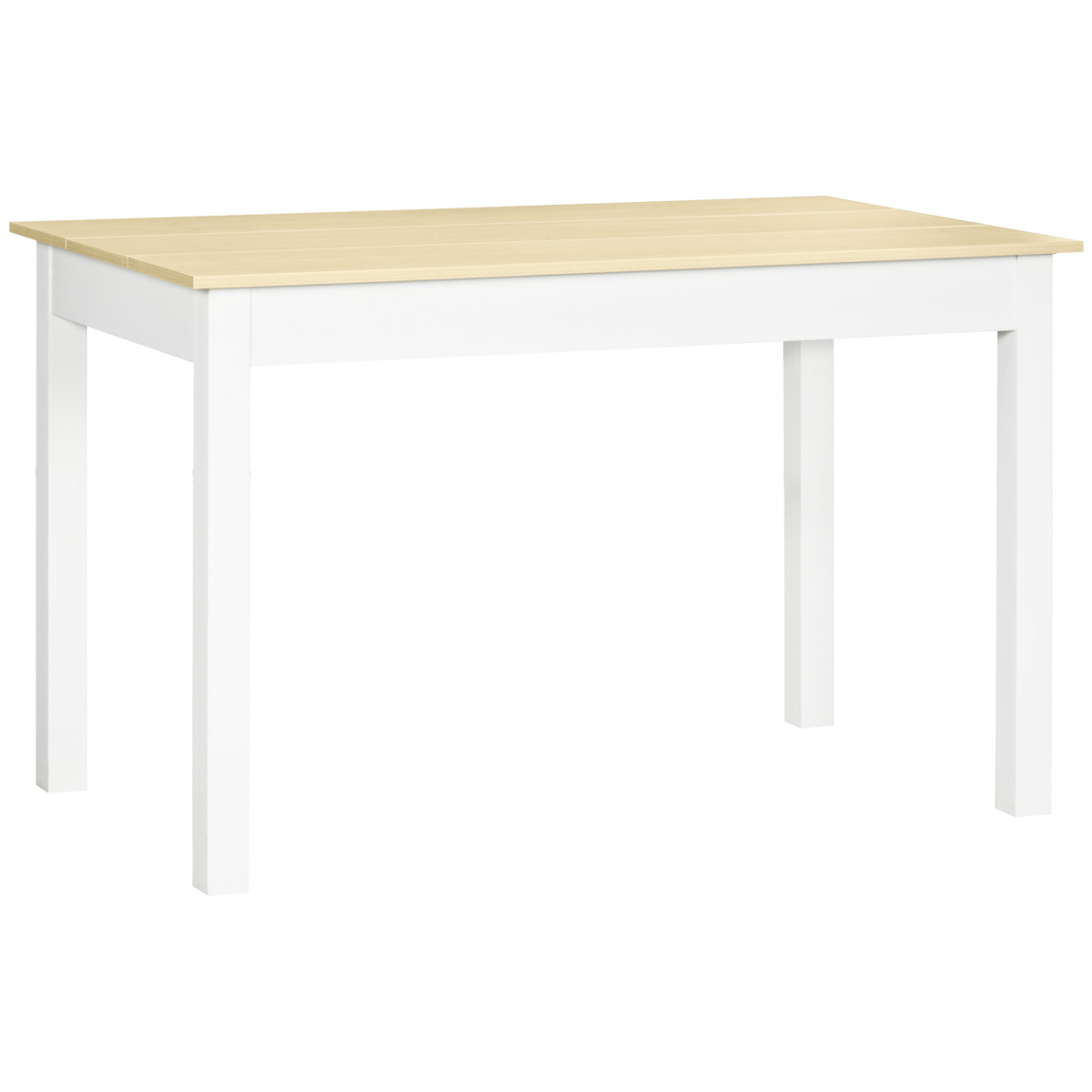 HOMCOM Dining Table 4-6 Seater Oak Veneer Top Thick Legs White Frame For Kitchen