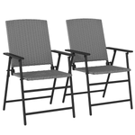 Outsunny Outsunny 2pcs Rattan Chair Foldable Garden Furniture w/ Armrest Grey - Folding Chairs
