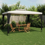 vidaXL Gazebo with Double Roof Cream 2.98x2.98 m Steel by vidaXL