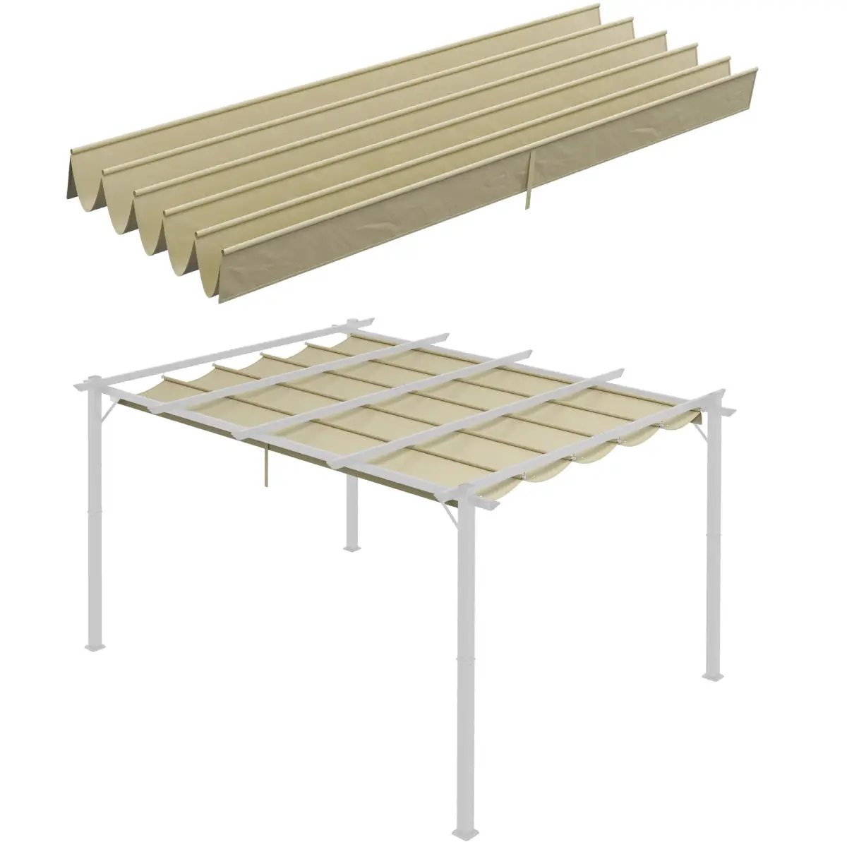 Outsunny Outsunny Pergola Shade Cover Replacement Canopy for 4 x 3(m) Pergola, Beige - Gazebos