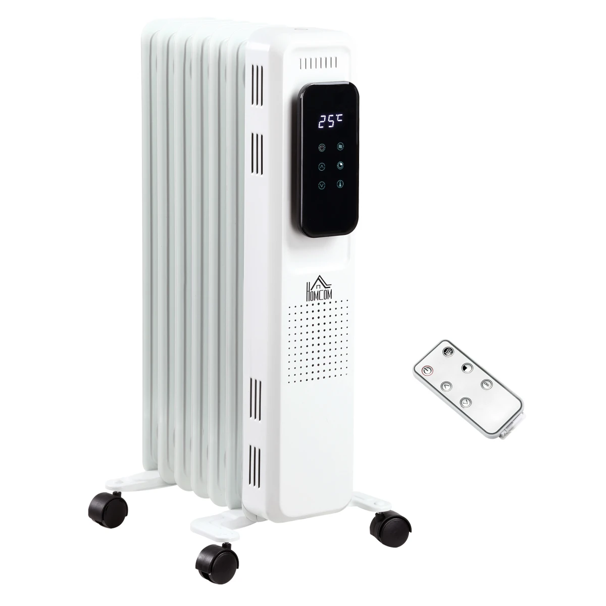 HomCom Oil Filled Radiator Tall LED Display 1630W 7 Fin With Eco Mode And 24 Hour Timer For Home Use by HOMCOM