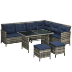 Outsunny Outsunny 6 PCs Patio wicker Sofa Set Rattan Chair Furniture w/ Glass & Cushioned - Garden Sofa Sets