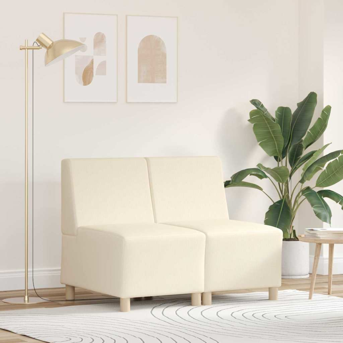 VidaXL Modular Sofa Unit 55x74x82 Cream Corduroy LivingRoom - vidaXL - Home Symphony
