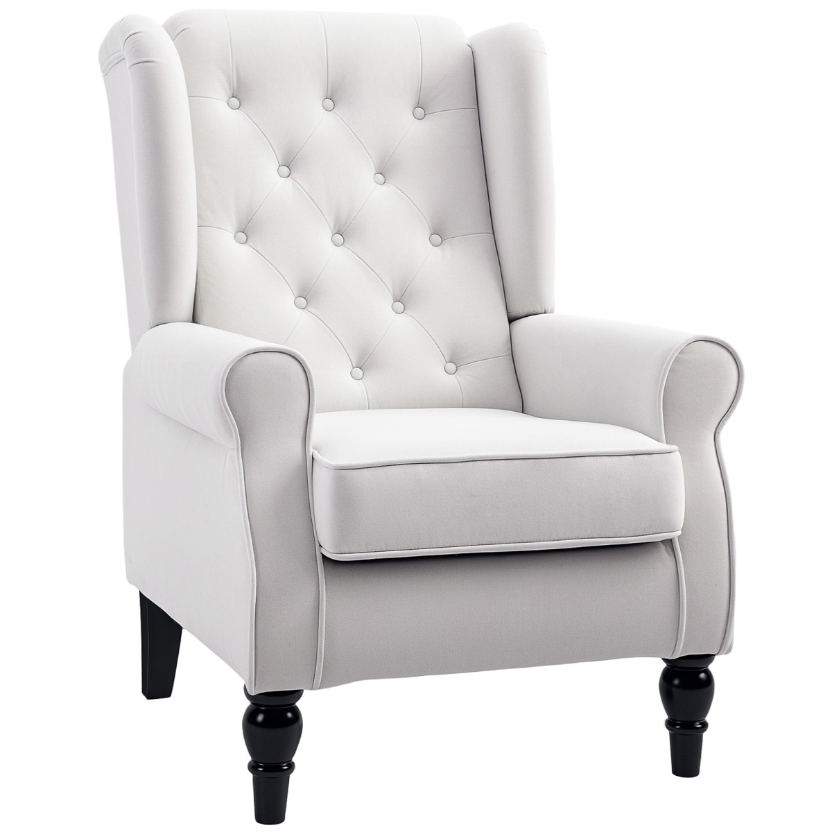 HOMCOM Accent Armchair Retro Tufted Back Wood Frame Cream White For Living Room - HOMCOM - Home Symphony