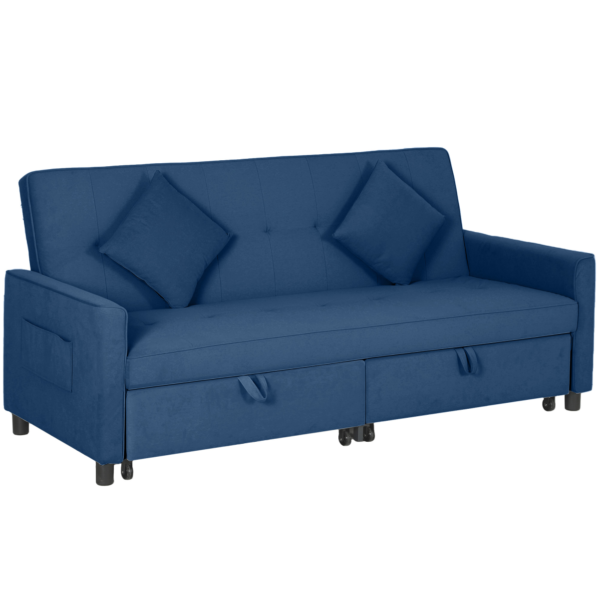 Homcom Sofa Bed L Shaped Click Clack Velvet Cushions Home - HOMCOM - Home Symphony