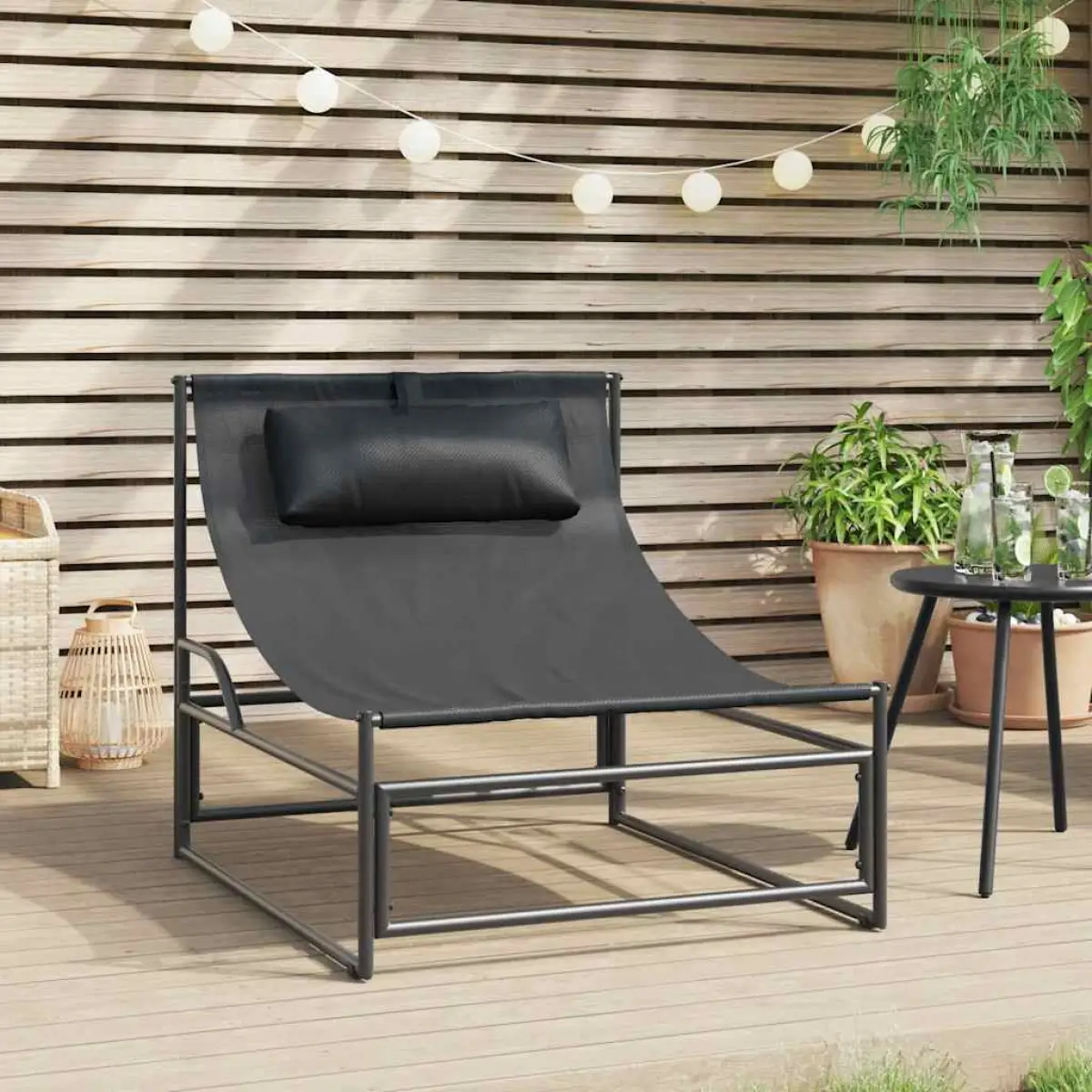 vidaXL vidaXL Garden Lounger Chair Anthracite 87x74x73 cm Steel and Textilene - Garden Chairs