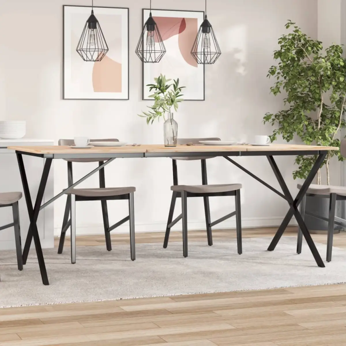 vidaXL vidaXL Dining Table Legs X-Frame 160x80x73 cm Steel - Dining Table