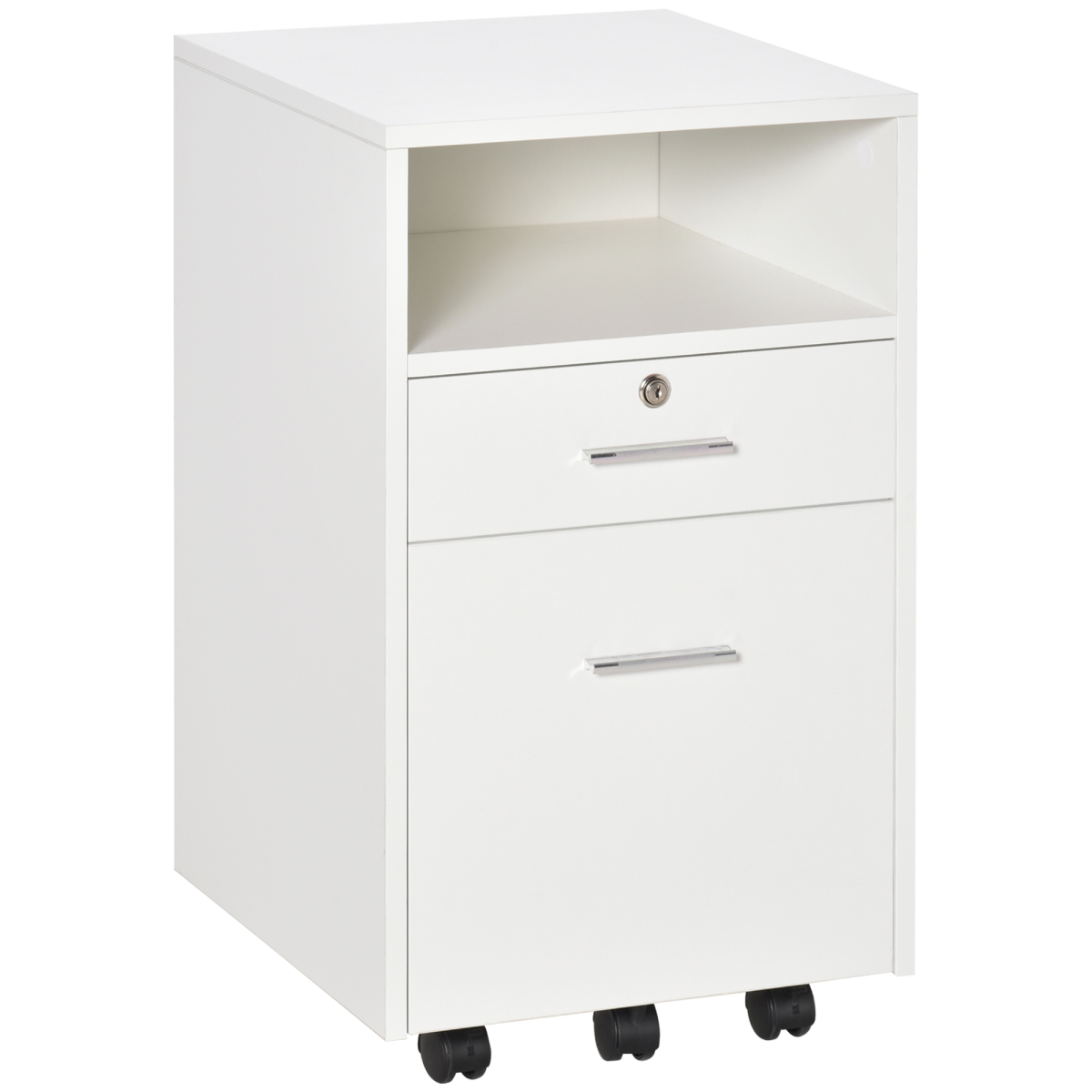 Vinsetto Compact Lockable Mobile File Cabinet With Open Shelf And Five Casters For Home Office - Unbranded - Home Symphony