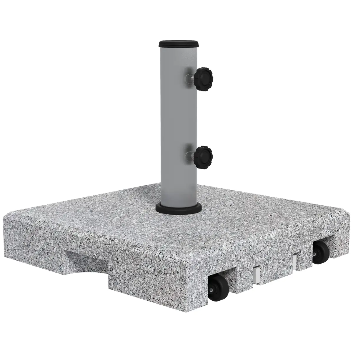 Outsunny Outsunny 28kg Heavy Duty Granite Parasol Base with Wheels, Retractable Handle - Parasol